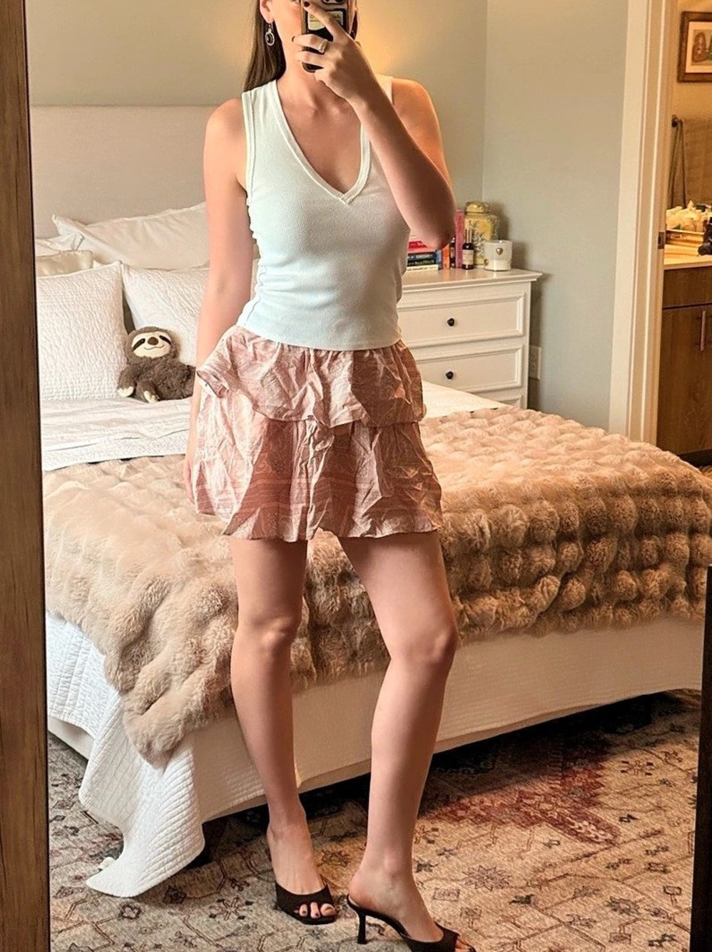 Universal Thread Paisley Ruffle Mini Skirt in Pink Size Small